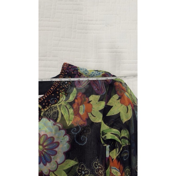 Indian Tropical Fashion black floral boho beach tunic women S/M - Picture 5 of 8